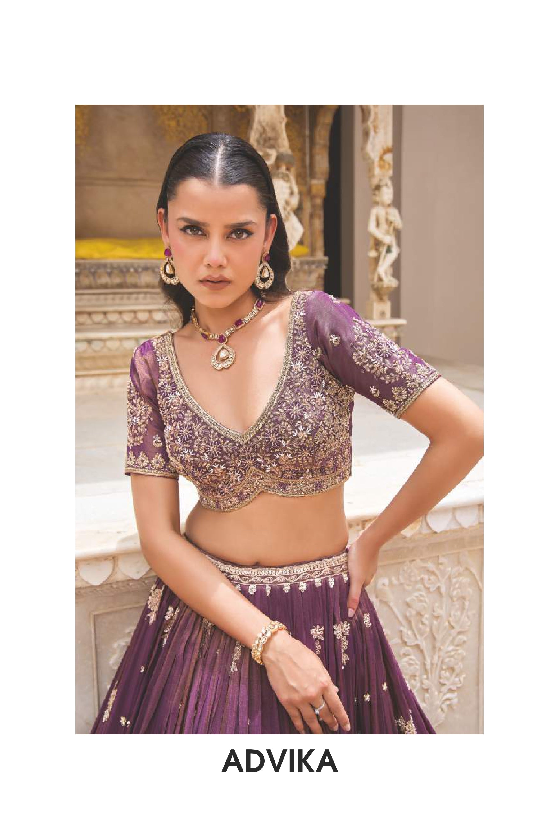Royal Purple Embroidered Silk Lehenga with Dupatta