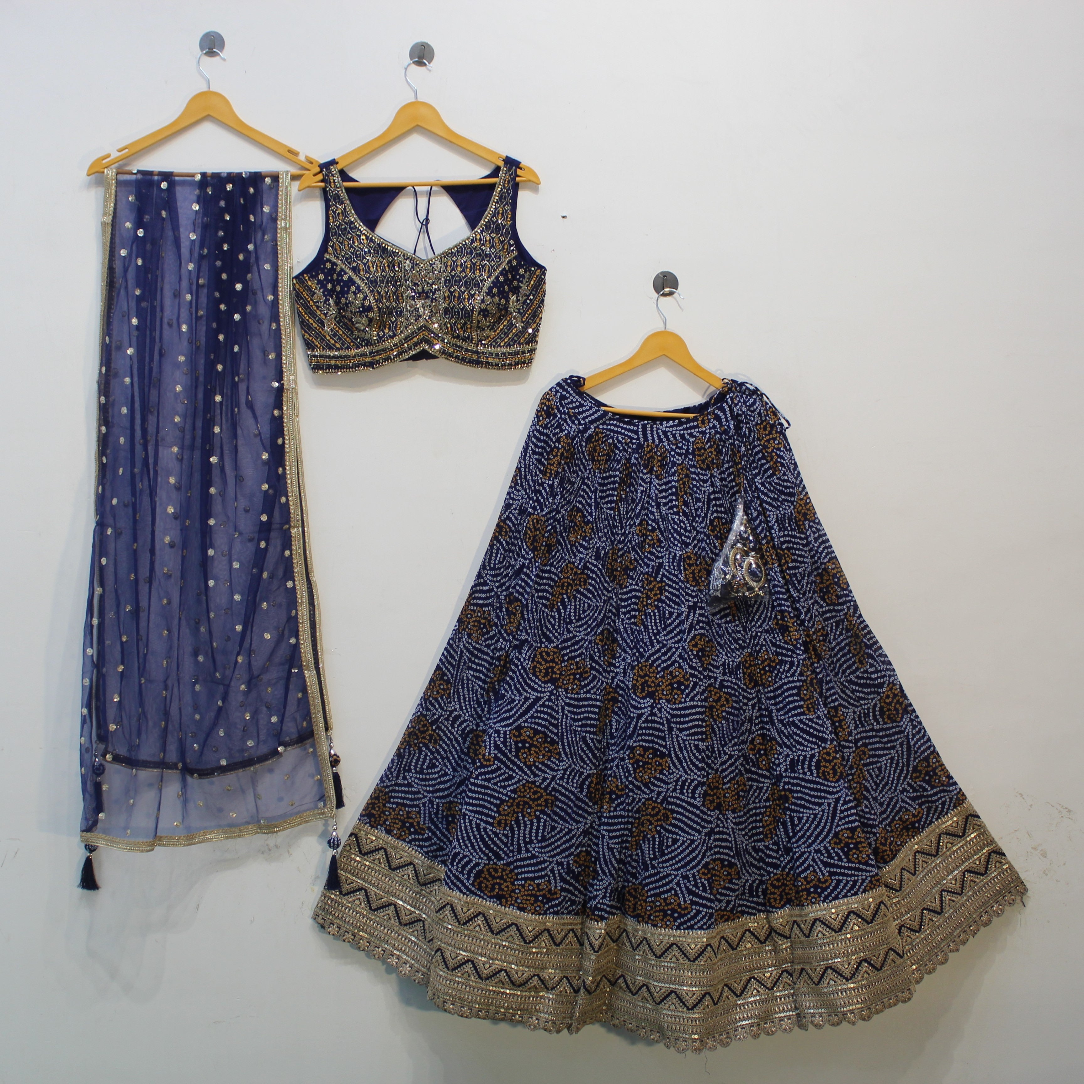 Navy Blue Heavy Embellished Lehenga Choli Set