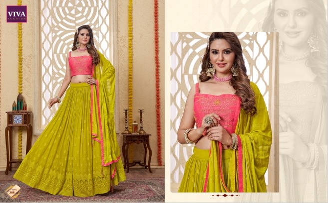 Pink & Lime Designer Embroidered Lehenga Choli Set