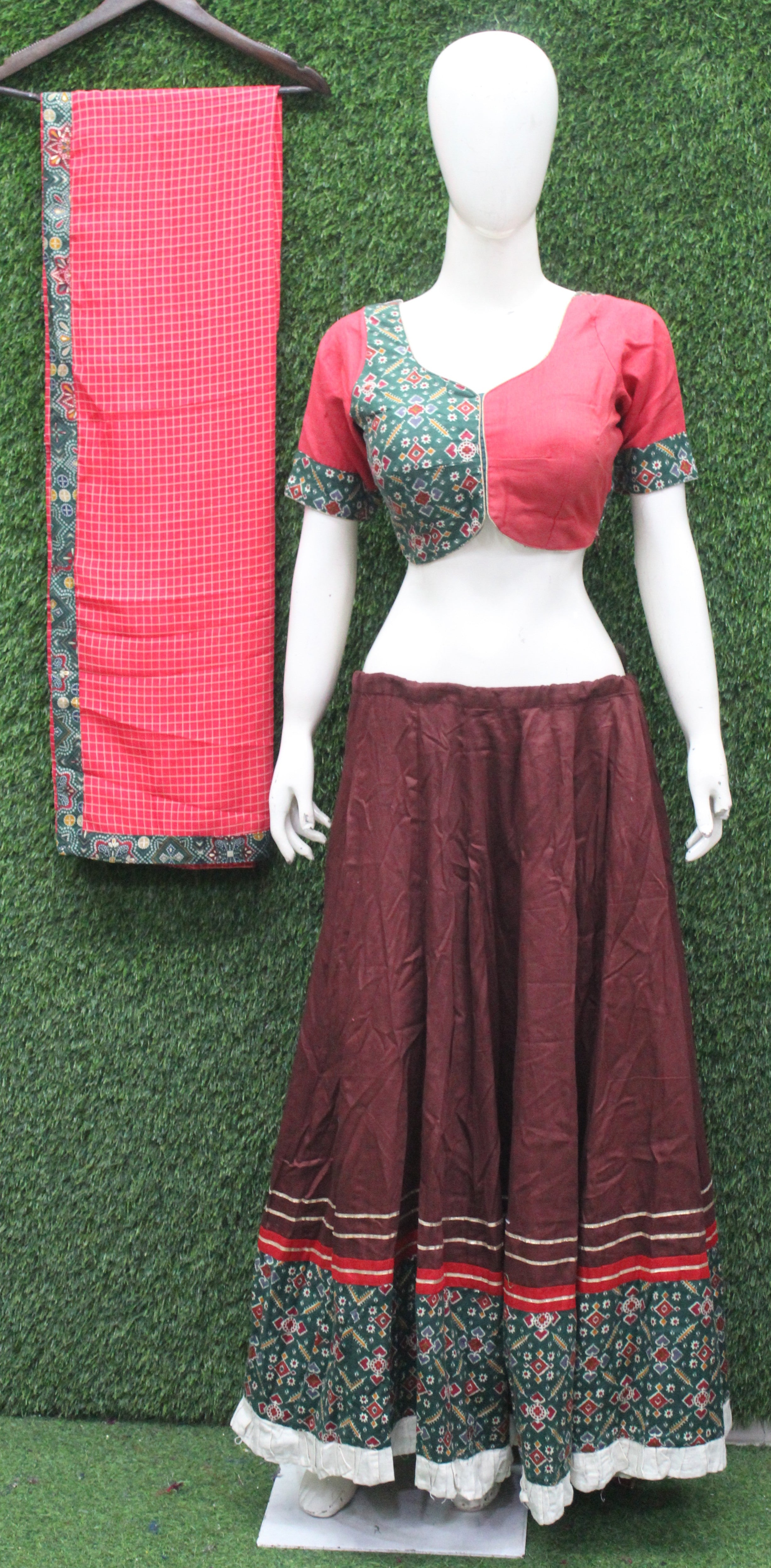 Red & Maroon Traditional Printed Lehenga Choli Set