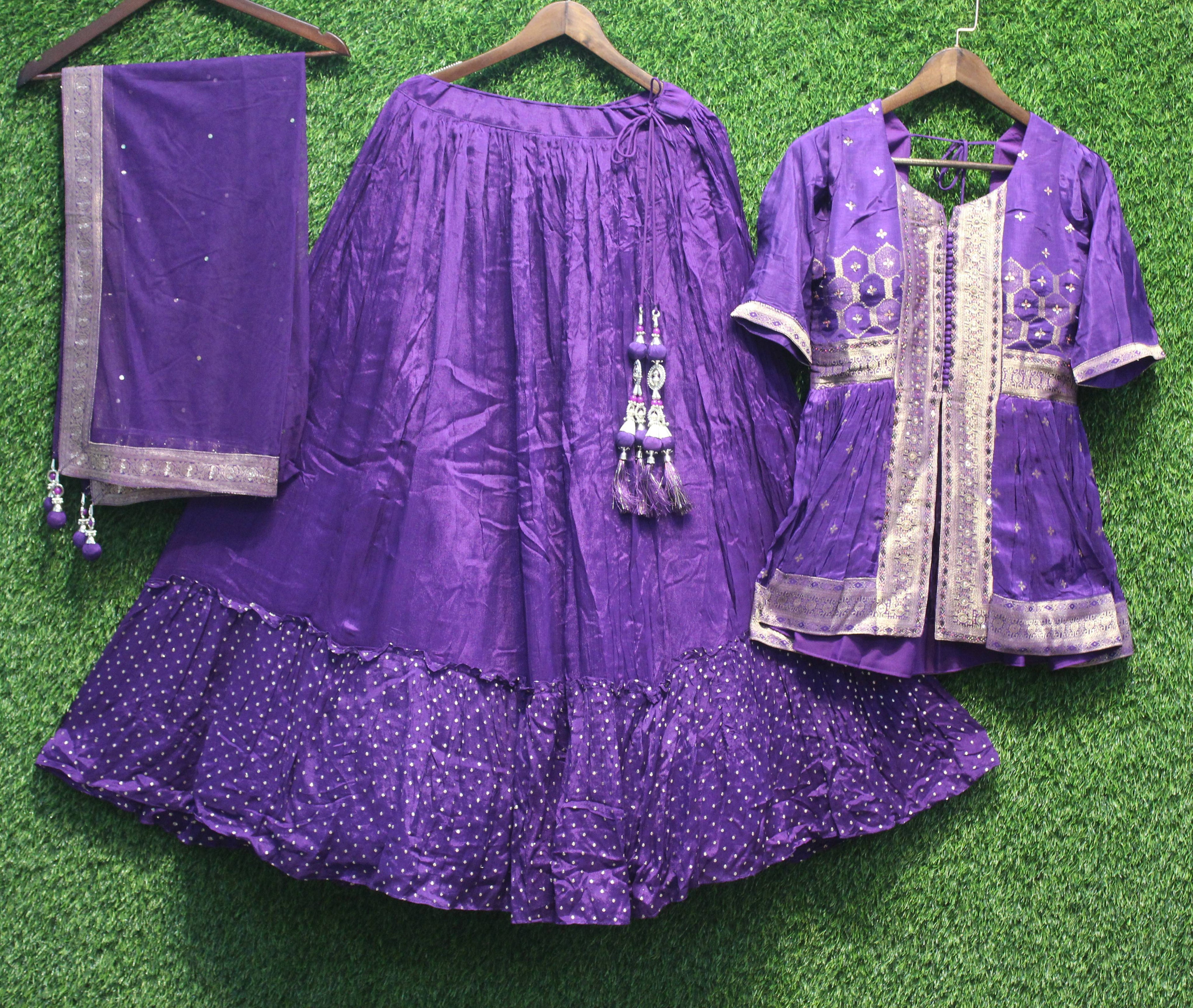 Blue Ombre Embroidered Peplum Chaniya Set