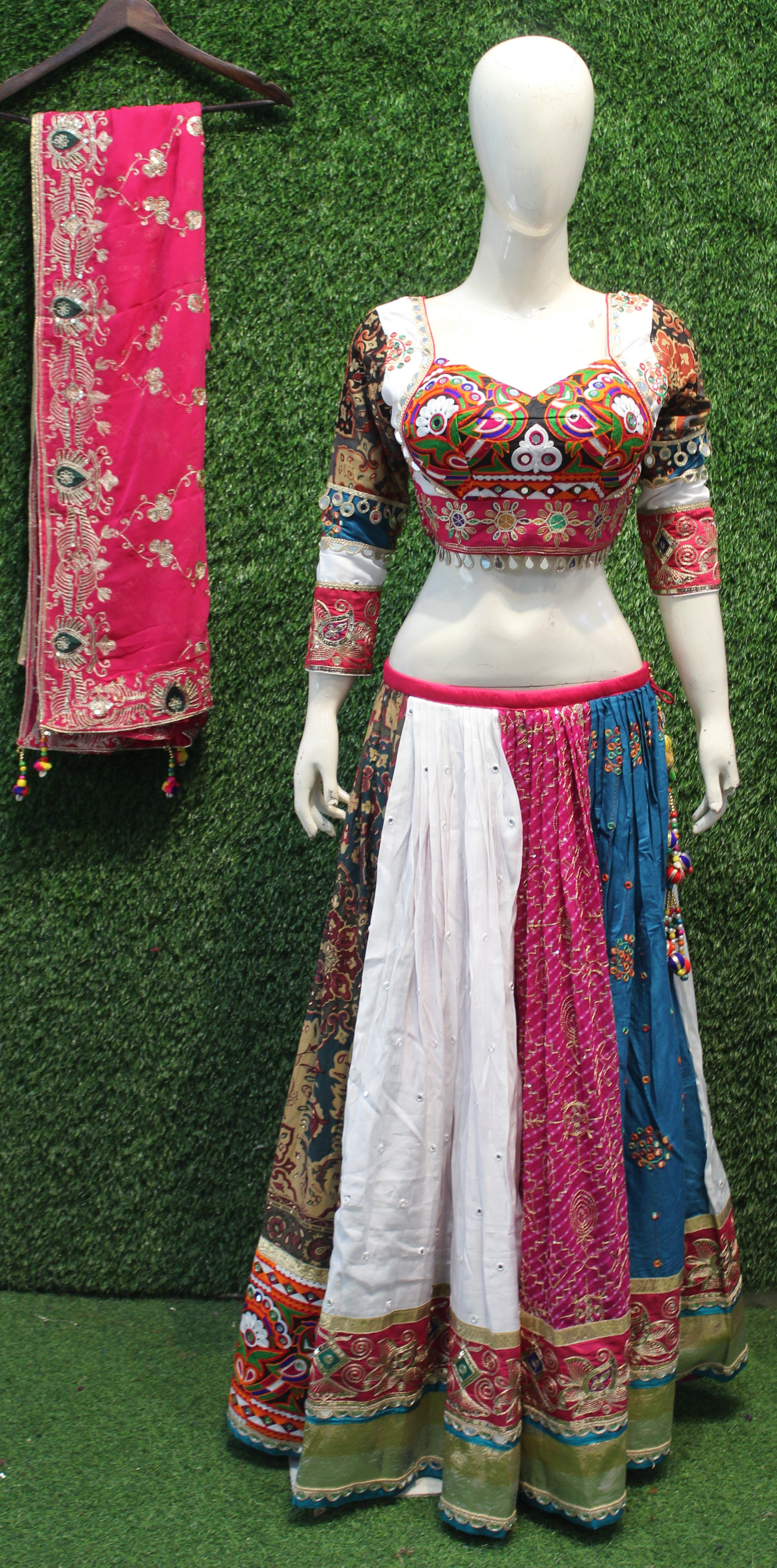 Multicolor Patchwork Embroidered Lehenga Choli Set