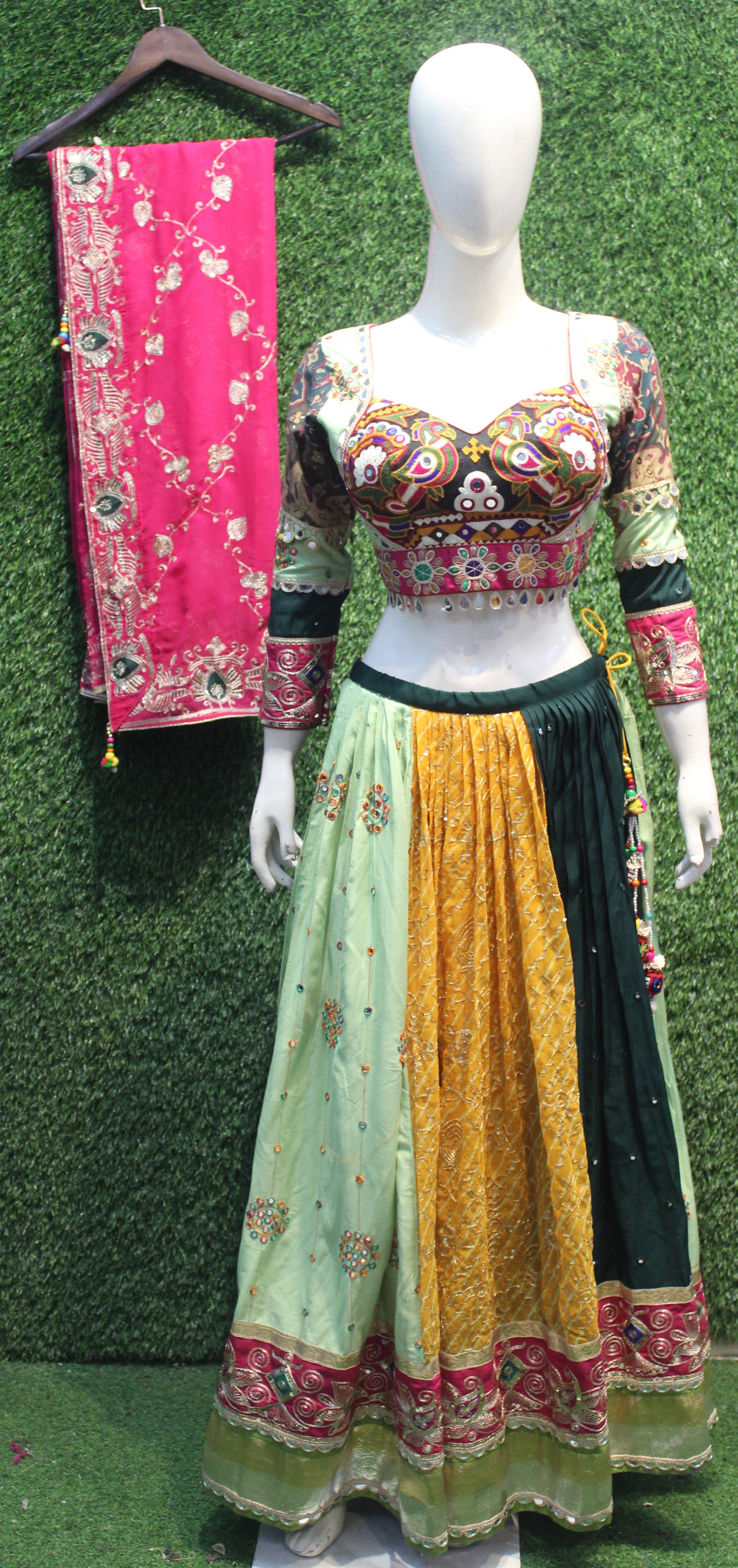 Multicolor Embroidered Patchwork Lehenga Choli Set
