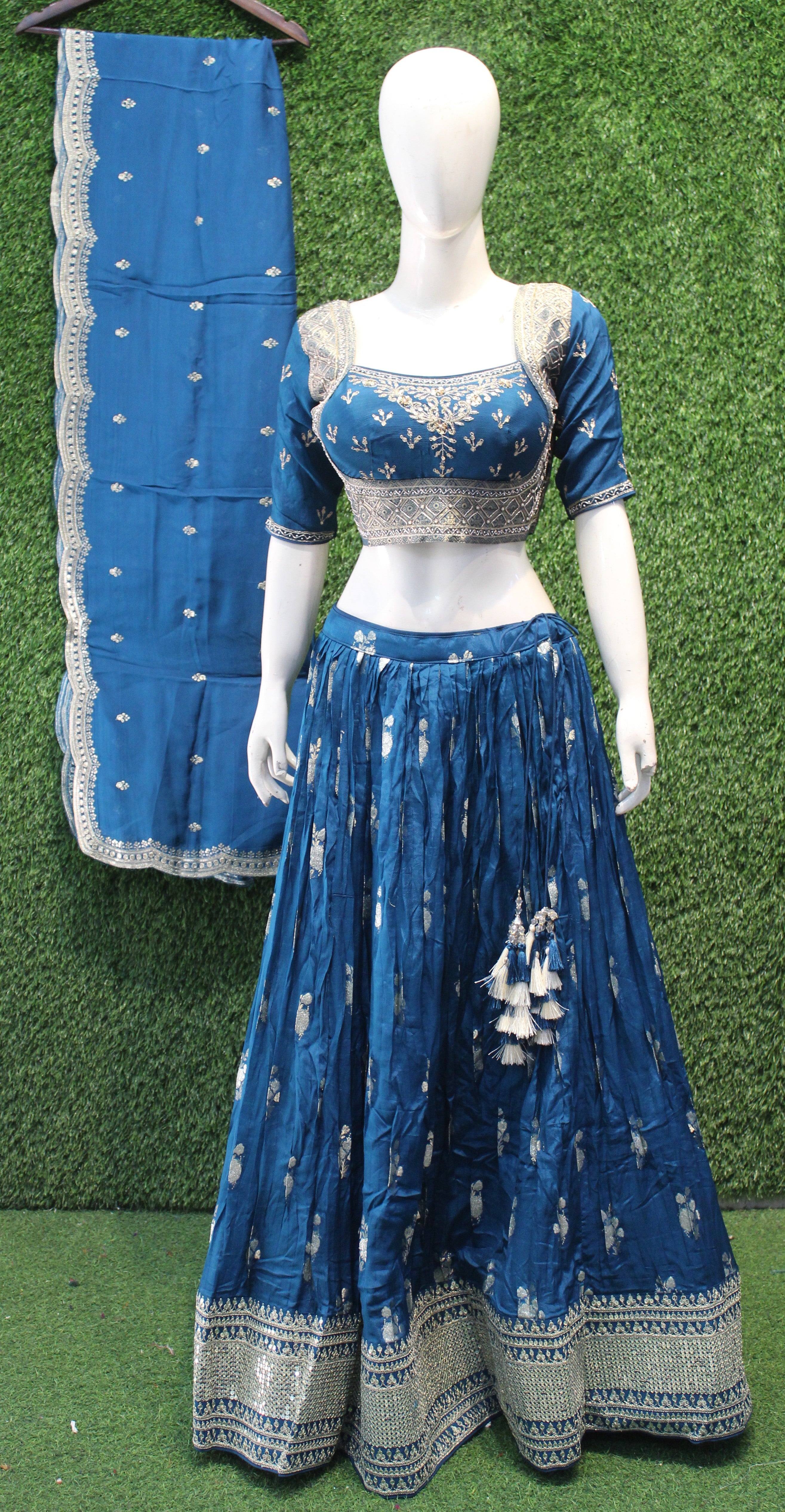 Blue Handwork Chaniyacholi Set