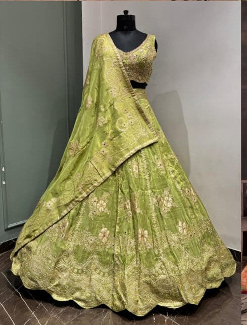 Heavy Embroidered Silk Lehenga Choli with Designer Dupatta for Wedding & Festive Wear