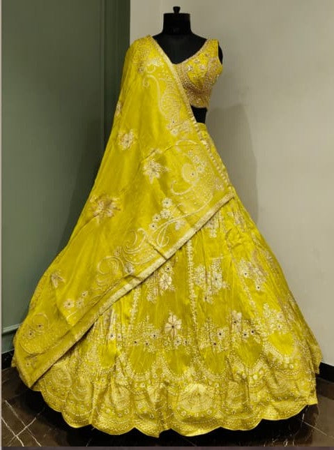 Heavy Embroidered Silk Lehenga Choli with Designer Dupatta for Wedding & Festive Wear