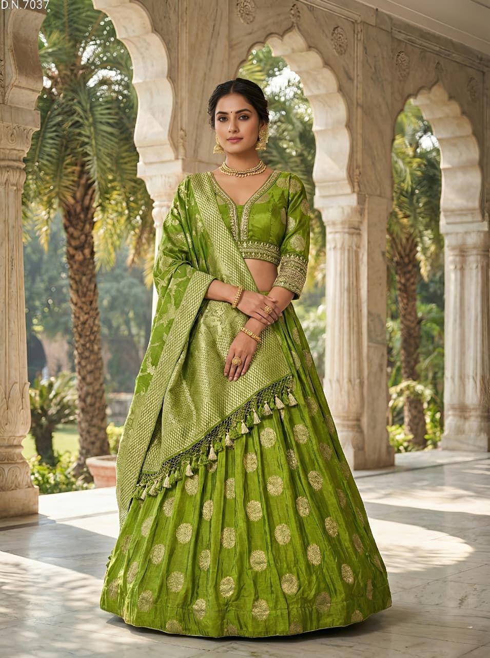 Designer Silk Chaniya Choli with Zari Weaving & Rich Dupatta (5 Colors)