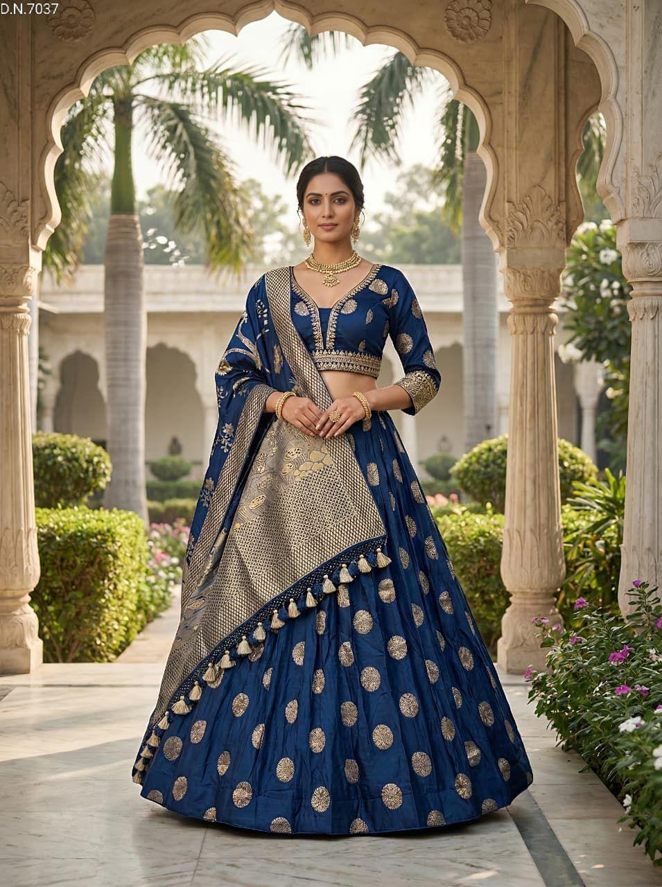 Designer Silk Chaniya Choli with Zari Weaving & Rich Dupatta (5 Colors)