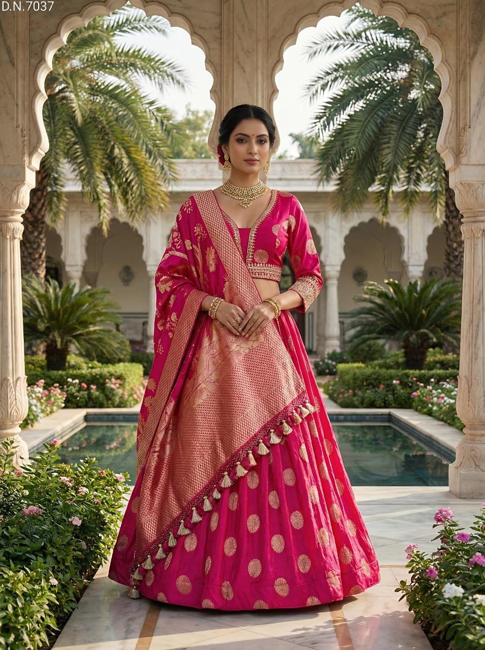 Designer Silk Chaniya Choli with Zari Weaving & Rich Dupatta (5 Colors)