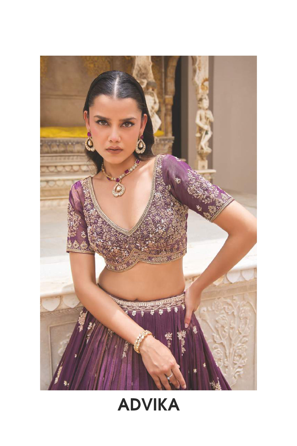 Royal Purple Embroidered Silk Lehenga with Dupatta