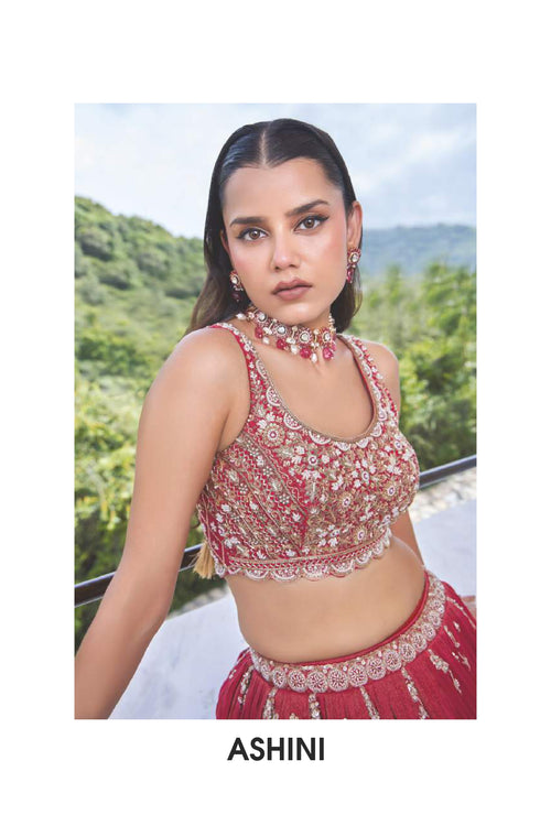 Crimson Red Embroidered Bridal Lehenga with Dupatta