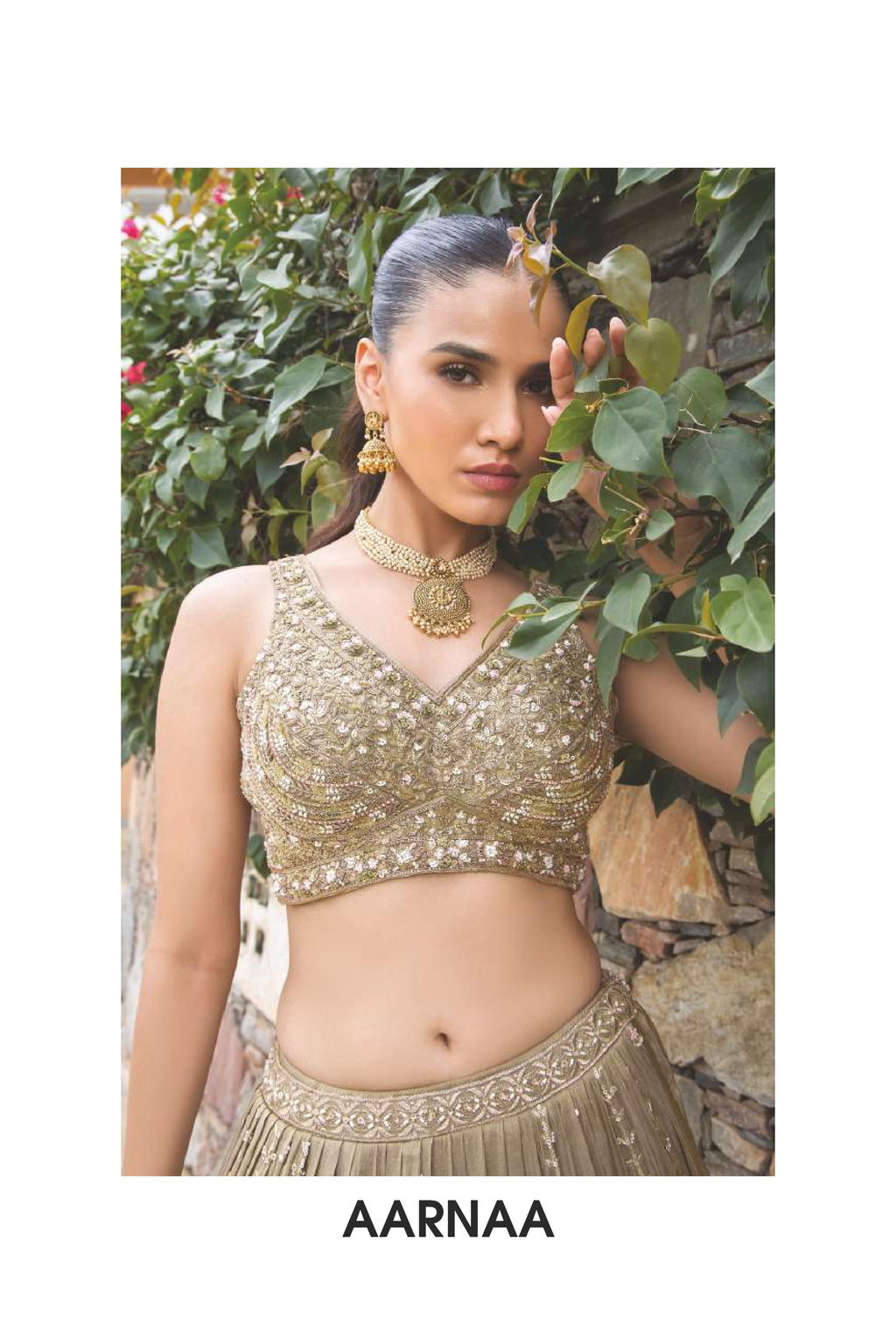 Olive Green Embroidered Silk Lehenga Set with Heavy Blouse and Dupatta