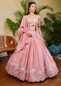 Rose pink designer Chaniya Choli with heavy embroidery and dupatta