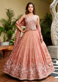 Peach premium designer Chaniya Choli with heavy embroidery and dupatta