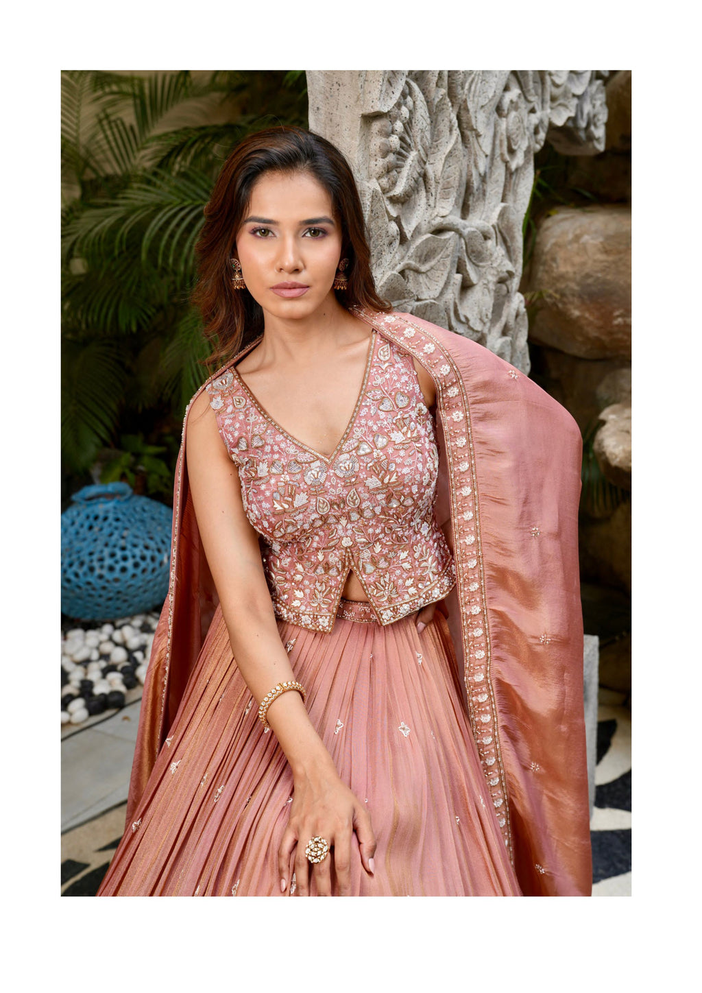 Peach Premium Designer Chaniya Choli with Heavy Embroidery & Dupatta