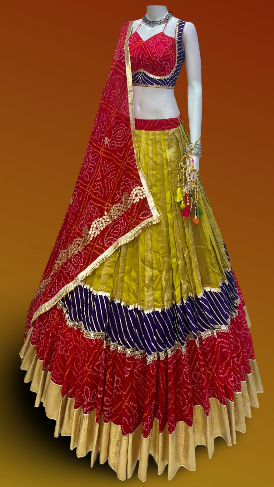 Multicolor Bandhani Lehenga Choli with Dupatta – Navratri Special Collection