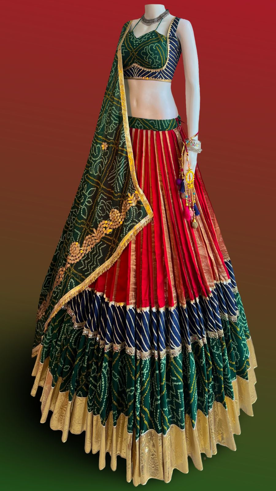 Multicolor Bandhani Lehenga Choli with Dupatta – Navratri Special Collection