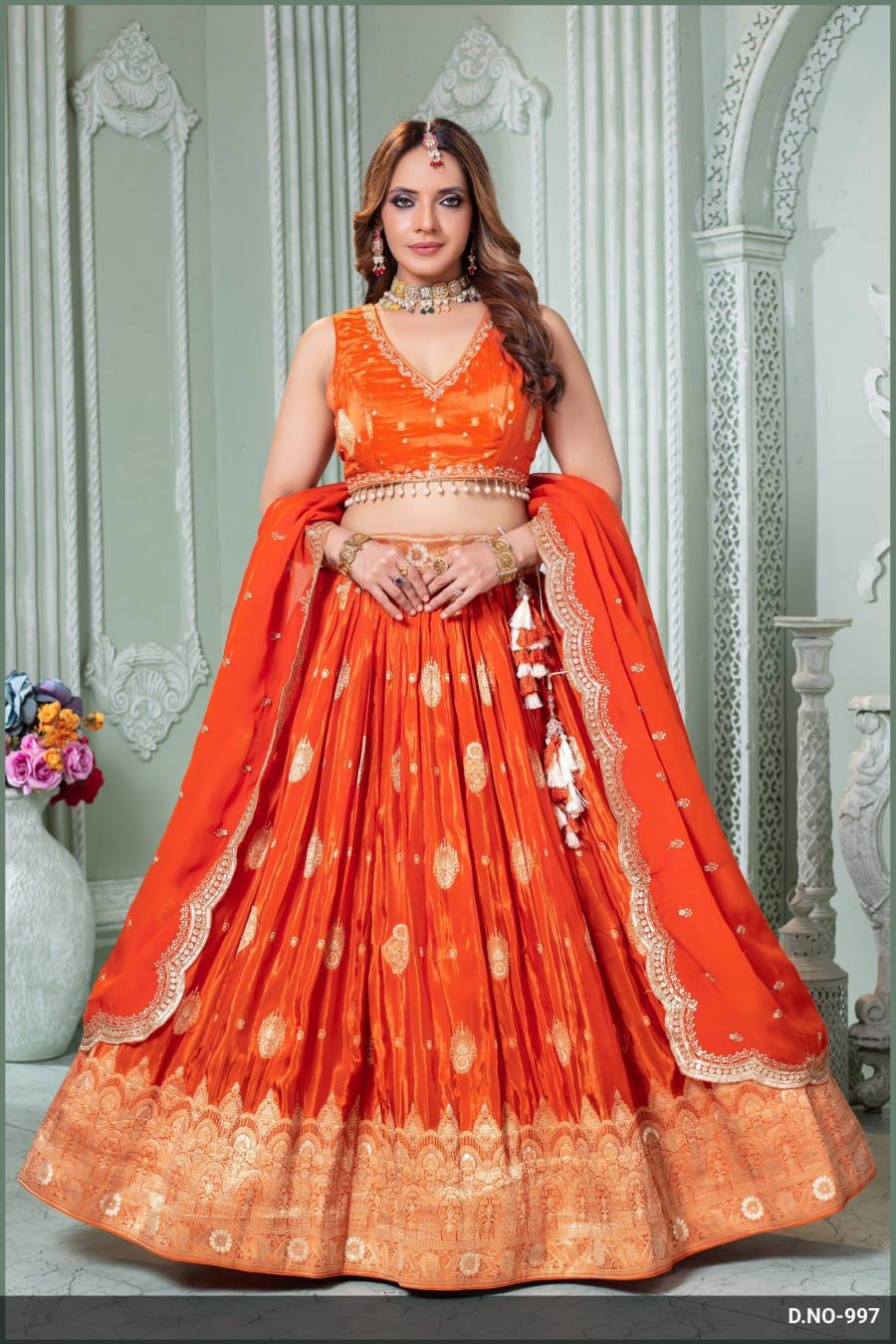 Orange garba chaniya choli outfit