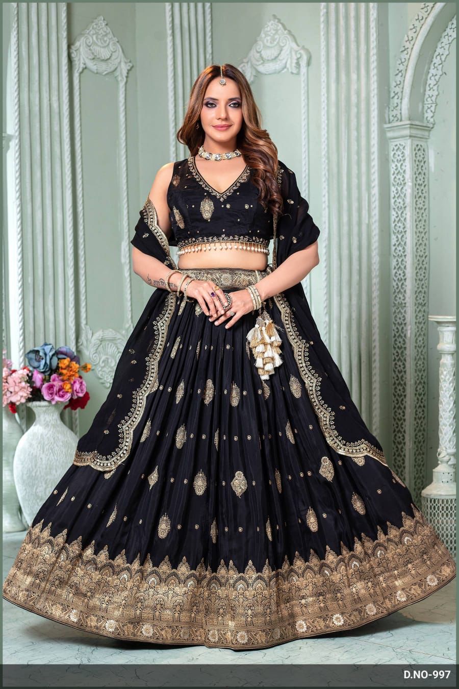 Black zari lehenga for party wear