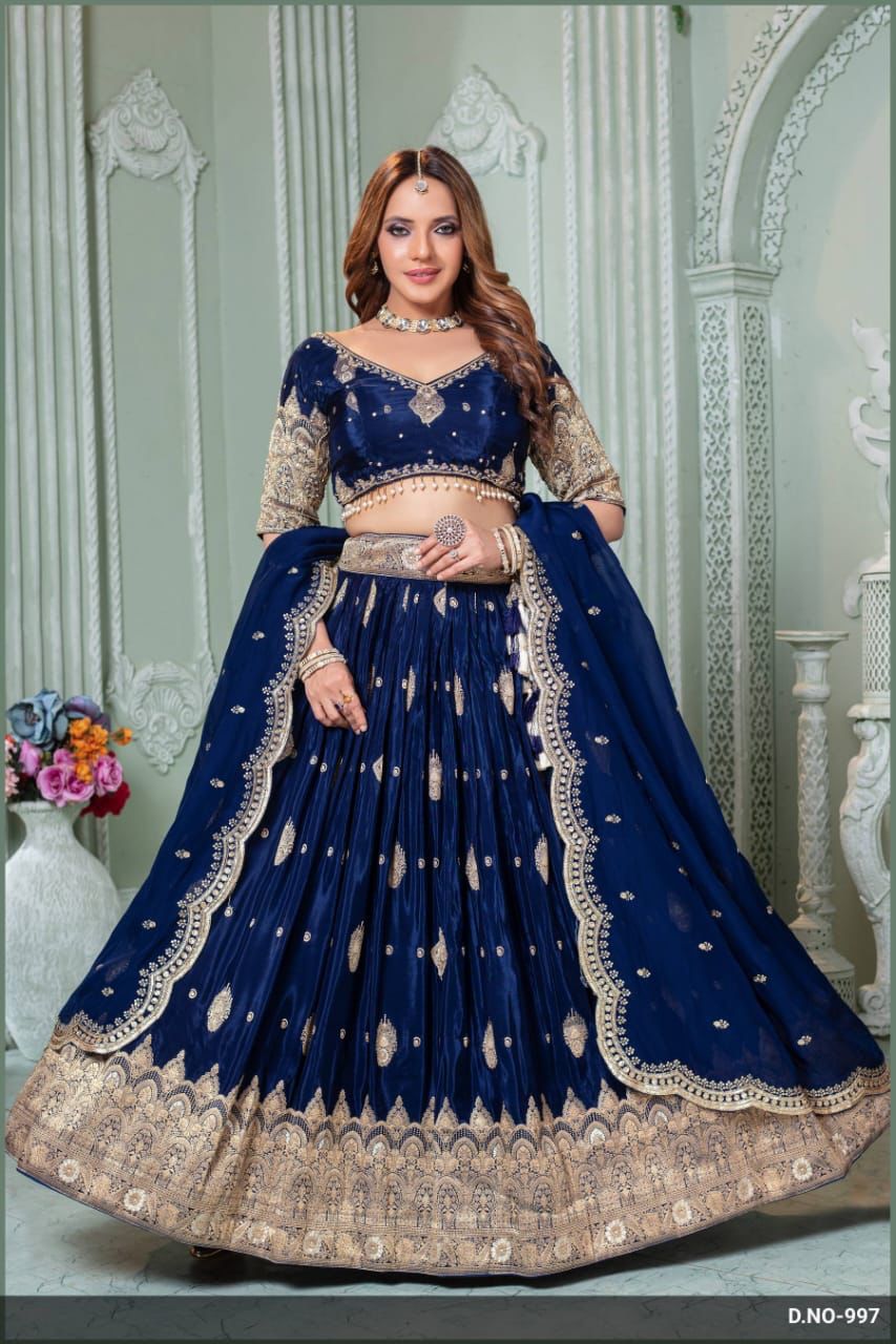 Navy blue traditional lehenga choli