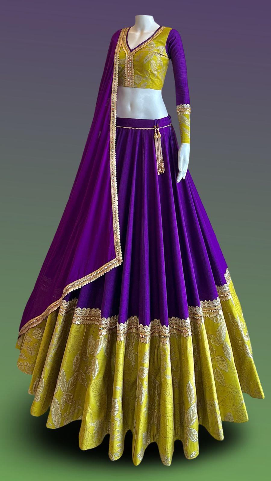 Designer Contrast Lehenga Choli with Dupatta – Festive & Wedding Collection
