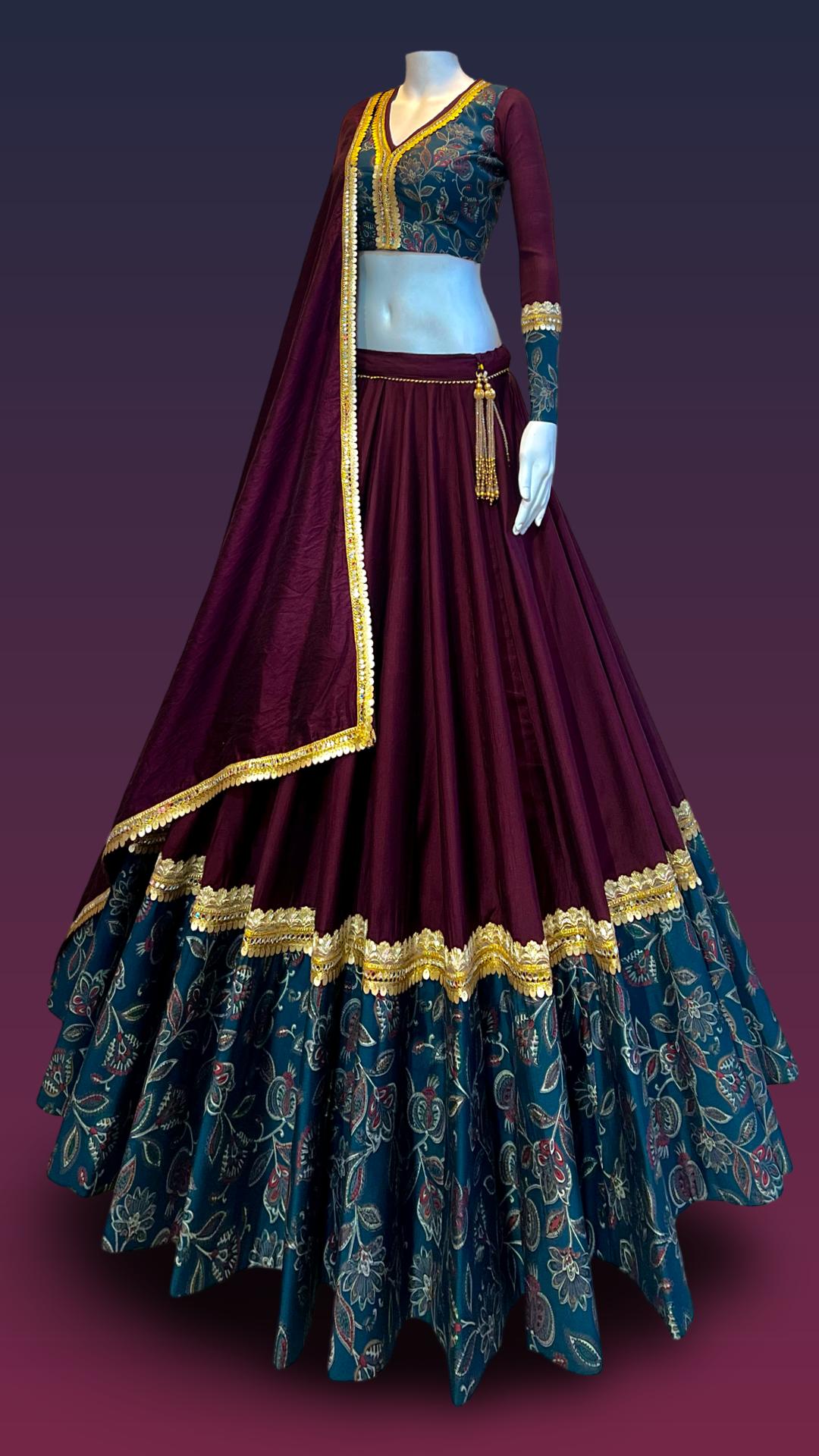 Designer Contrast Lehenga Choli with Dupatta – Festive & Wedding Collection