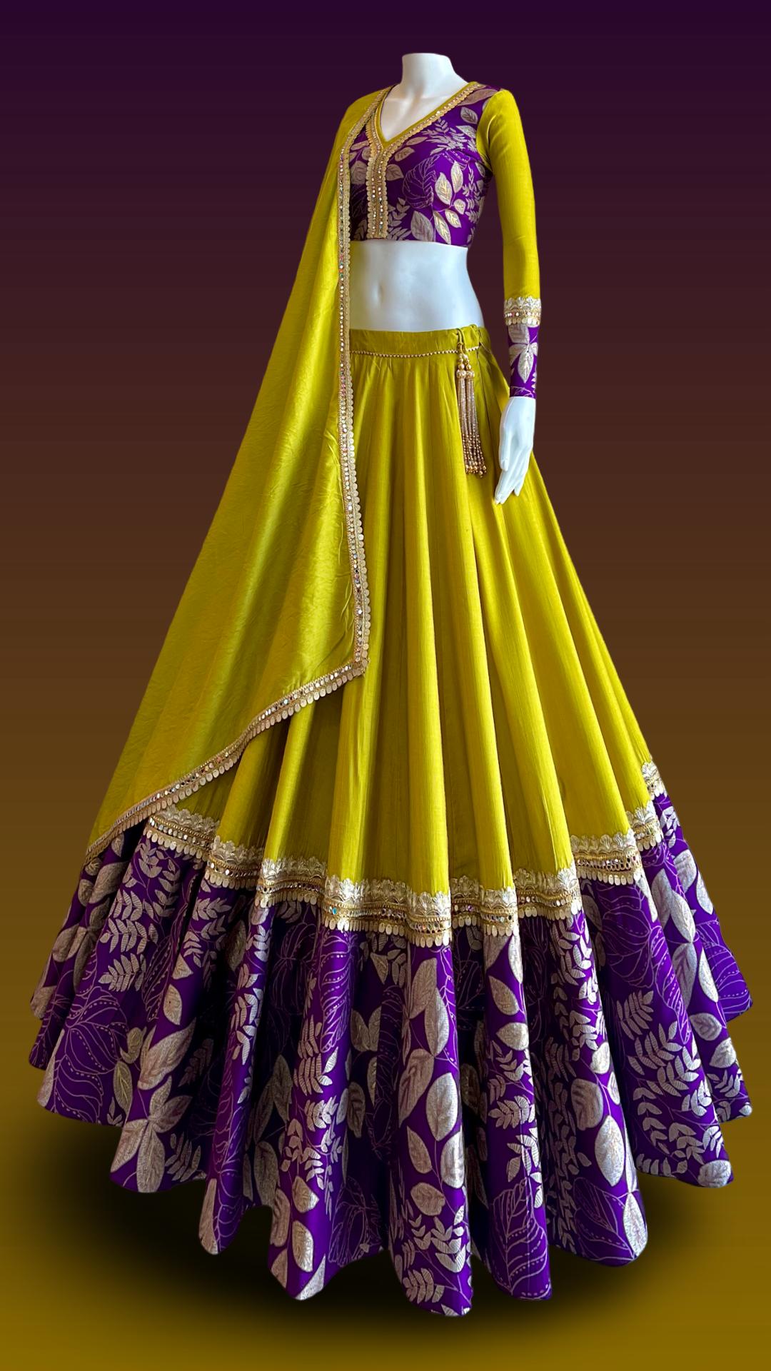 Designer Contrast Lehenga Choli with Dupatta – Festive & Wedding Collection