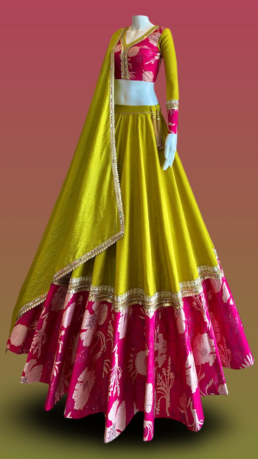Designer Contrast Lehenga Choli with Dupatta – Festive & Wedding Collection