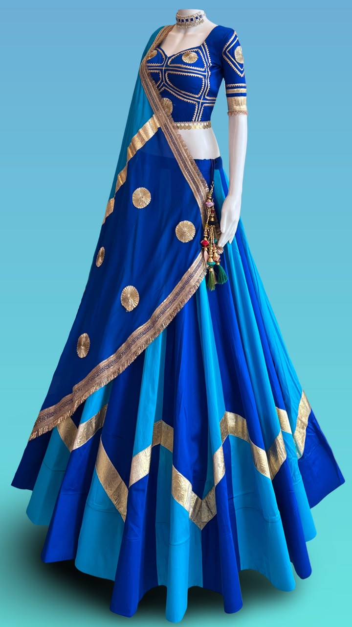 Designer Chaniya Choli blue with gold detailing